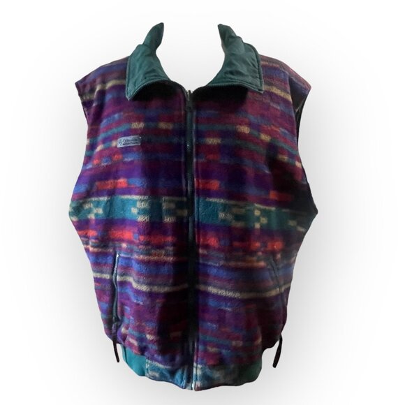 VTG Columbia 90s Reversible Fleece Multicolor Vest Large - Picture 8 of 12